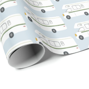 Retro campareMotorhome blått som slår in papper Presentpapper
