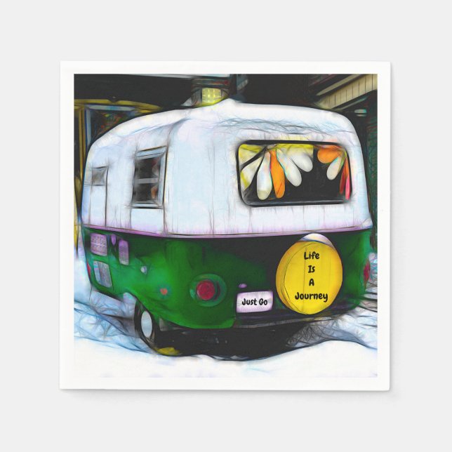 Retro Camper Hippie Livet är bara en resa. Pappersservett (Framsidan)