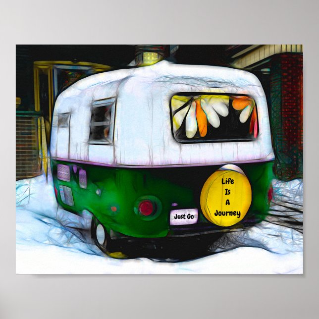 Retro Camper Hippie Livet är bara en resa. Poster (Framsidan)