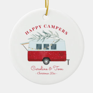 Retro Camper jul Campers Lycklig Helgdag Julgransprydnad Keramik