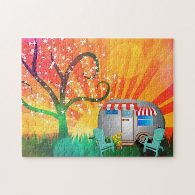RETRO CAMPER LAND ART COLORFUL PUSSEL (Horisontell)