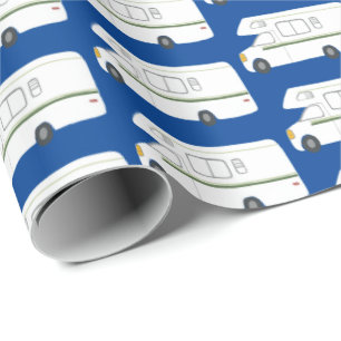 Retro Camper Motorhome blue-hölje papprare Presentpapper