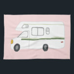 Retro Camper Motorhome RV rosa kökshandduk<br><div class="desc">Dansa ditt kök med den här coolan handduken. Gör en underbar hemmabio eller jubileumsgåva! Du kan anpassa den och även lägga till text. Kolla min affär efter mycket mer färg och mönster plus matchande köket saker!</div>