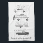 Retro Camper Motorhome RV Vanlife Grått White Kökshandduk<br><div class="desc">Hemmet är där du parkerar det! Dansa ditt kök med den här coolan handduken. Gör en underbar hemmabio eller jubileumsgåva! Du kan anpassa den och även lägga till text. Kolla min affär efter mycket mer färg och mönster plus matchande köket saker!</div>