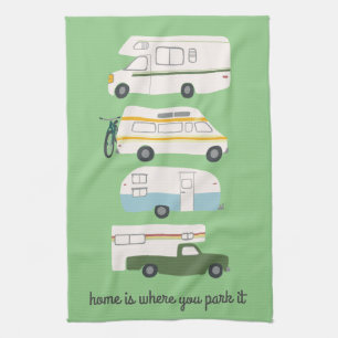 Retro Camper Motorhome RV Vanlife-Grönten Kökshandduk