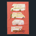 Retro Camper Motorhome RV Vanlife Red Distress Kökshandduk<br><div class="desc">Dansa köket med den här coolan handduken med en RV-,  släpvagn-,  kamper- och lastbil-kamera. Gör en underbar hemmabio eller jubileumsgåva! Du kan anpassa den och även lägga till text. Kolla min affär efter mycket mer färg och mönster plus matchande köket saker!</div>