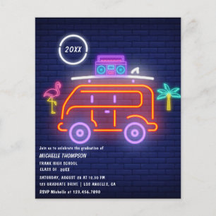 Retro Camper Neonljusskyltar Examenfest Flygblad