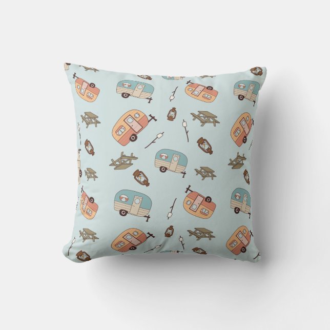 Retro Camper Throw Pillow Kudde (Framsida)