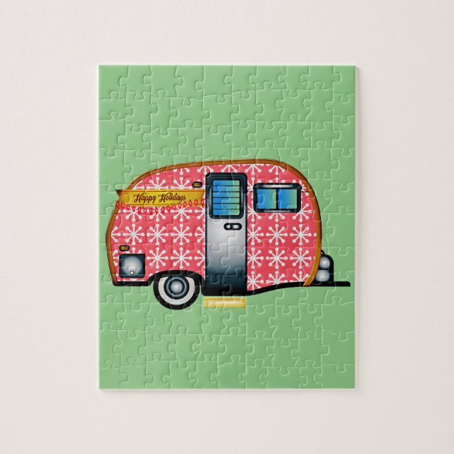 RETRO CAMPER TRAILER CHRISTMAS PUZZLE PUSSEL (Vertikal)