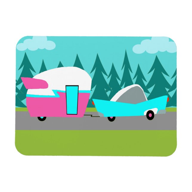 Retro Camper/Trailer och bilens flexibla magnet (Horisontell)