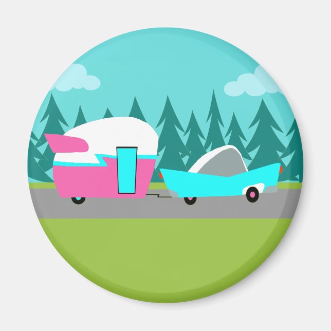 Retro Camper/Trailer och bilmagnet Magnet (Framsidan)