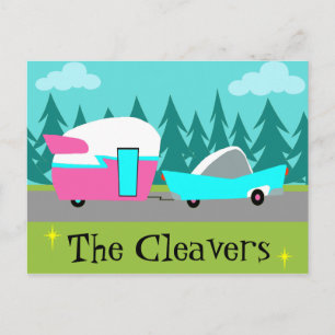 Retro Camper/Trailer och bilvykort Vykort