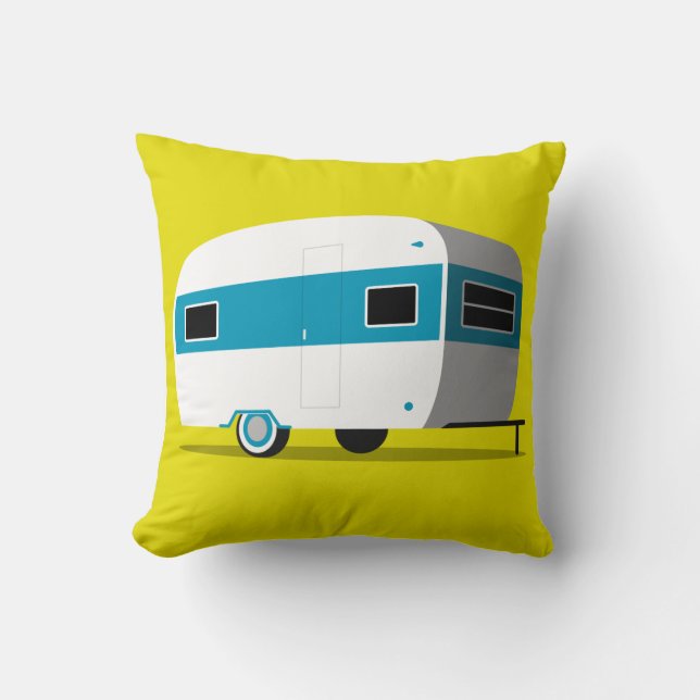 RETRO CAMPER TRAILER PILLOWS KUDDE (Framsida)