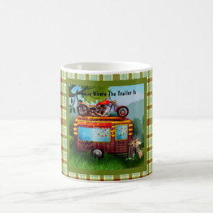Retro Camper Trailer Sopor citerar Tartan Grönt Re Kaffemugg