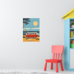 Retro Camper Van Beach Road Trip Art Poster<br><div class="desc">Capture the ultimate spirit of adventure with this retro-inspired illustration of a classic red camper van by the sea. Its nostalgic color palette and clean minimalist design perfectly embody summer vacation vibes, making it a stylish addition to any beach house or modern living area.</div>