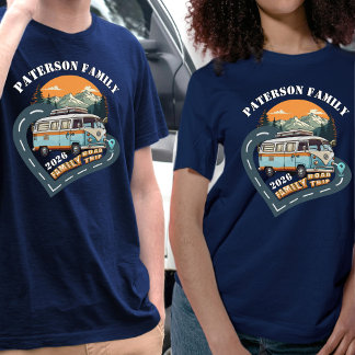 Retro Camper Van Family Road Trip Reunion Custom T Shirt
