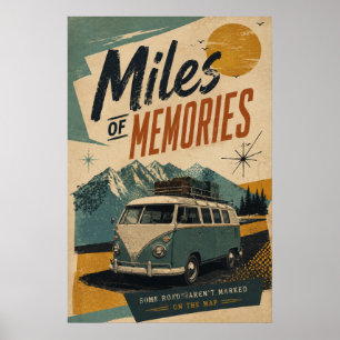 Retro Campers Minnen Berg Resa Konst Poster