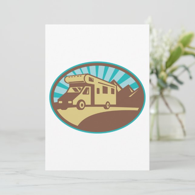 Retro Campervan Inbjudningar (Stående Fram)