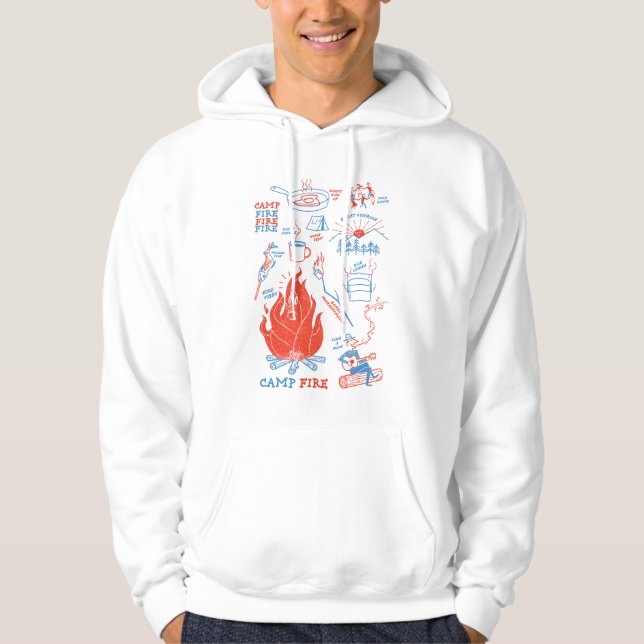 Retro Campfire Äventyr – Roliga Campingaktiviteter Hoodie (Framsida)