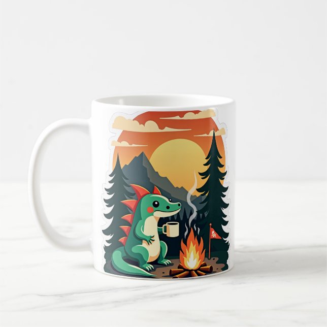 Retro Camping Axolotl Läggereld Tallskog Vildmark Kaffemugg (Vänster)