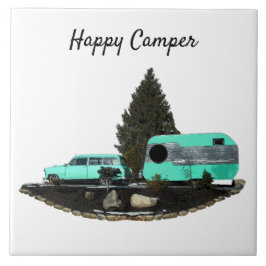 Retro Camping Car Trailer Nomad Ceramic Tile Kakelplatta