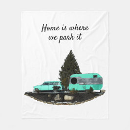 Retro Camping Car Trailer Nomad Fleece Blanket