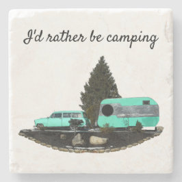Retro Camping Car Trailer Stone Underlägg