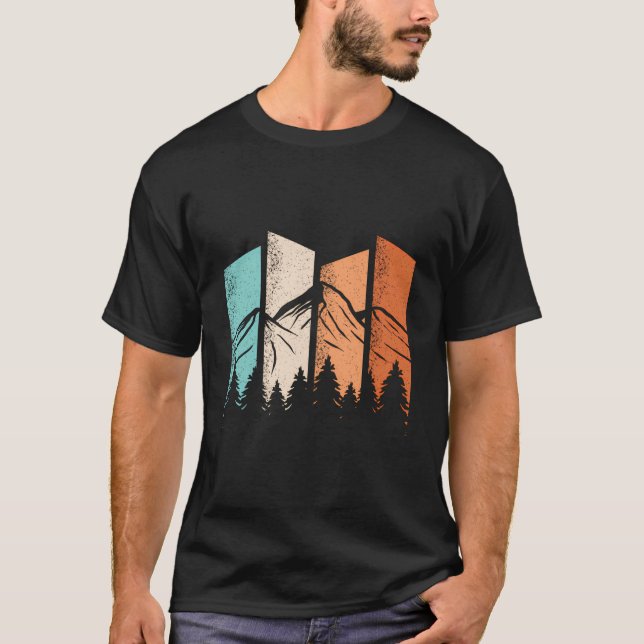 Retro Camping Hiking Natature utomhus Wildlife Lan T Shirt (Framsida)