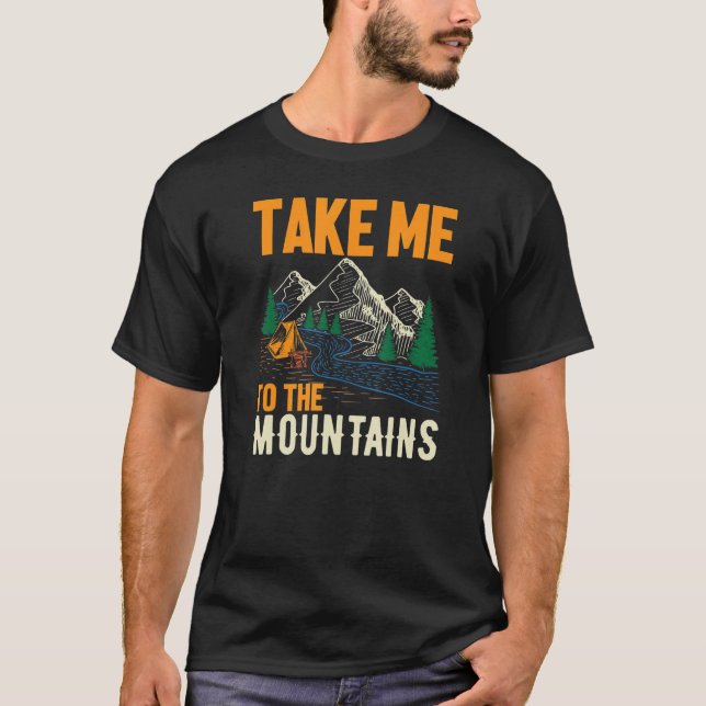 Retro Camping Hiking utomhus för mig till berget T Shirt (Framsida)