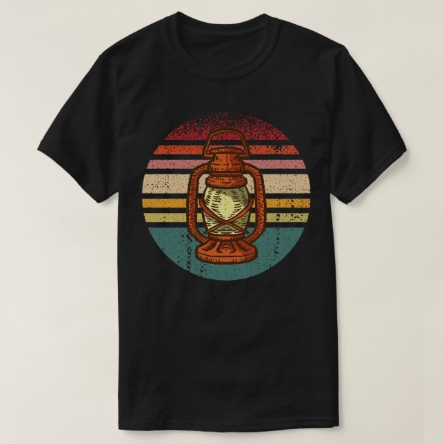 Retro Camping Lantern T Shirt (Design framsida)