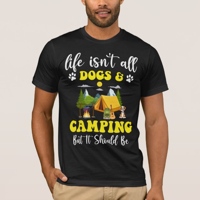 Retro Camping Life är inte allt Hundar och camping T Shirt (Framsida)
