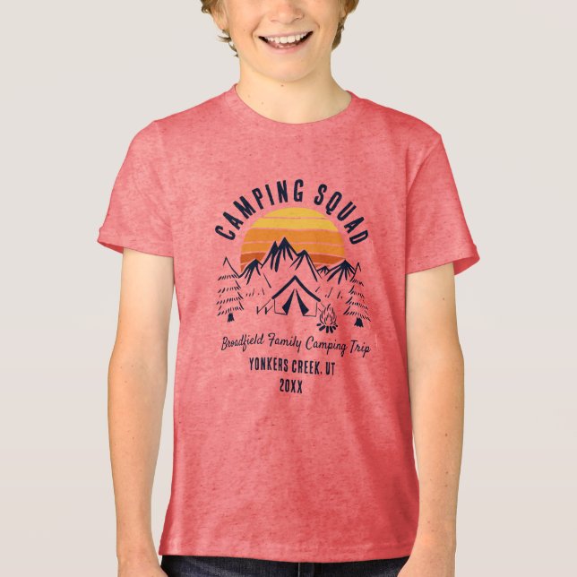 Retro Camping Squad Anpassningsbar Family, sommart T Shirt (Framsida)