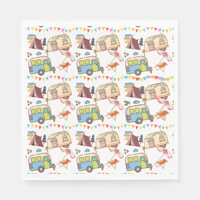Retro Camping-tema Pappersservett (Framsidan)