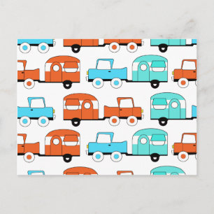 Retro Camping Trailer Turcos Orange Vintage bil Vykort