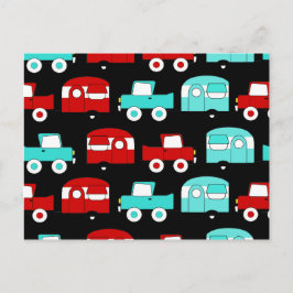 Retro Camping Trailer Turquise Red Vintage bil Vykort