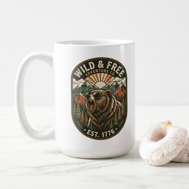 Retro Camping Vandring Utomhus Naturälskare Design Kaffemugg (Med munk)