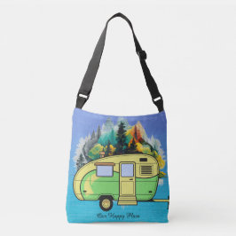 Retro camping. Vår lycklig ställe Tote Axelväska