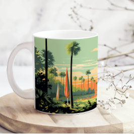 Retro Camping Woods Sunset Kaffemugg