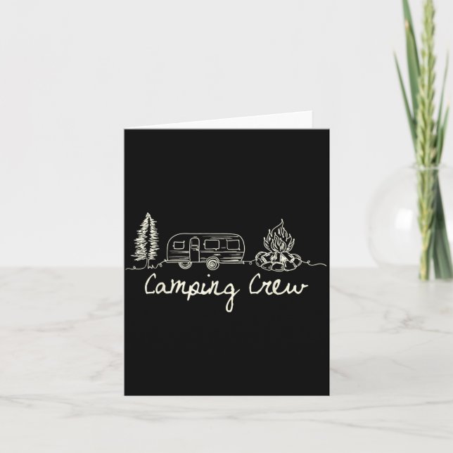 Retro campingbesättning matchande familjevandring  kort (Framsida)