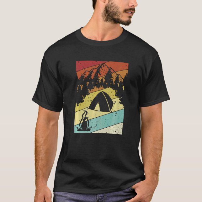 Retro Campsite Tält Glamping Camper Camping 2 T Shirt (Framsida)