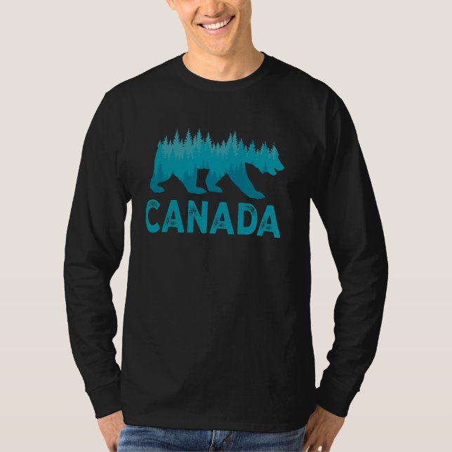 Retro Canada Grizzly Bear Nature Hiking Camping Vi T Shirt (Framsida)