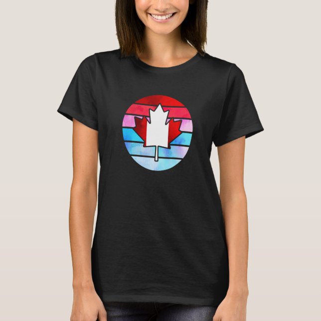 Retro Canada Maple Leaf Happy Canada Day T Shirt (Framsida)
