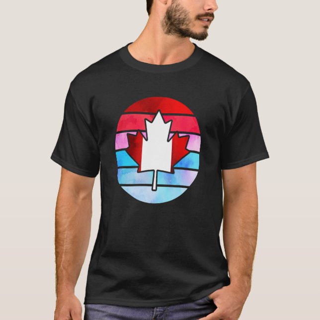 Retro Canada Maple Löv Lycklig Kanada-dagen T Shirt (Framsida)