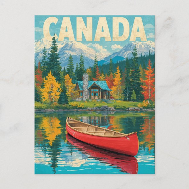 Retro Canada Resor – Berg och höstskog Vykort (Framsida)