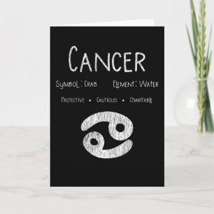 Retro Cancer Zodiakustecken Present för Astrologi- Kort