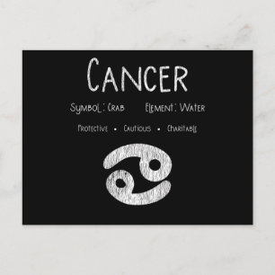 Retro Cancer Zodiakustecken Present för Astrologi- Vykort