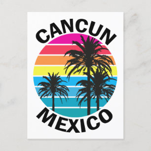 Retro Cancun Mexiko Handflatan Träd Travel Vykort