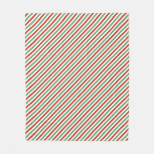 Retro Candy cane jul Rand Red Grönt Fleecefilt