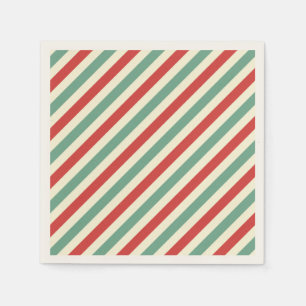 Retro Candy cane jul Rand Red Grönt Pappersservett