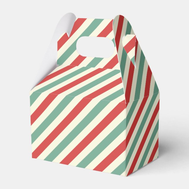 Retro Candy cane jul Rand Red Grönt Presentaskar (Framsidan Sidan)